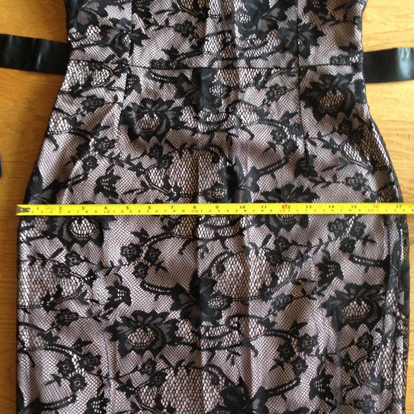 Mohito Sleeveless Midi Sheath Dress Floral Black Mesh Lace - Picture 13 of 15